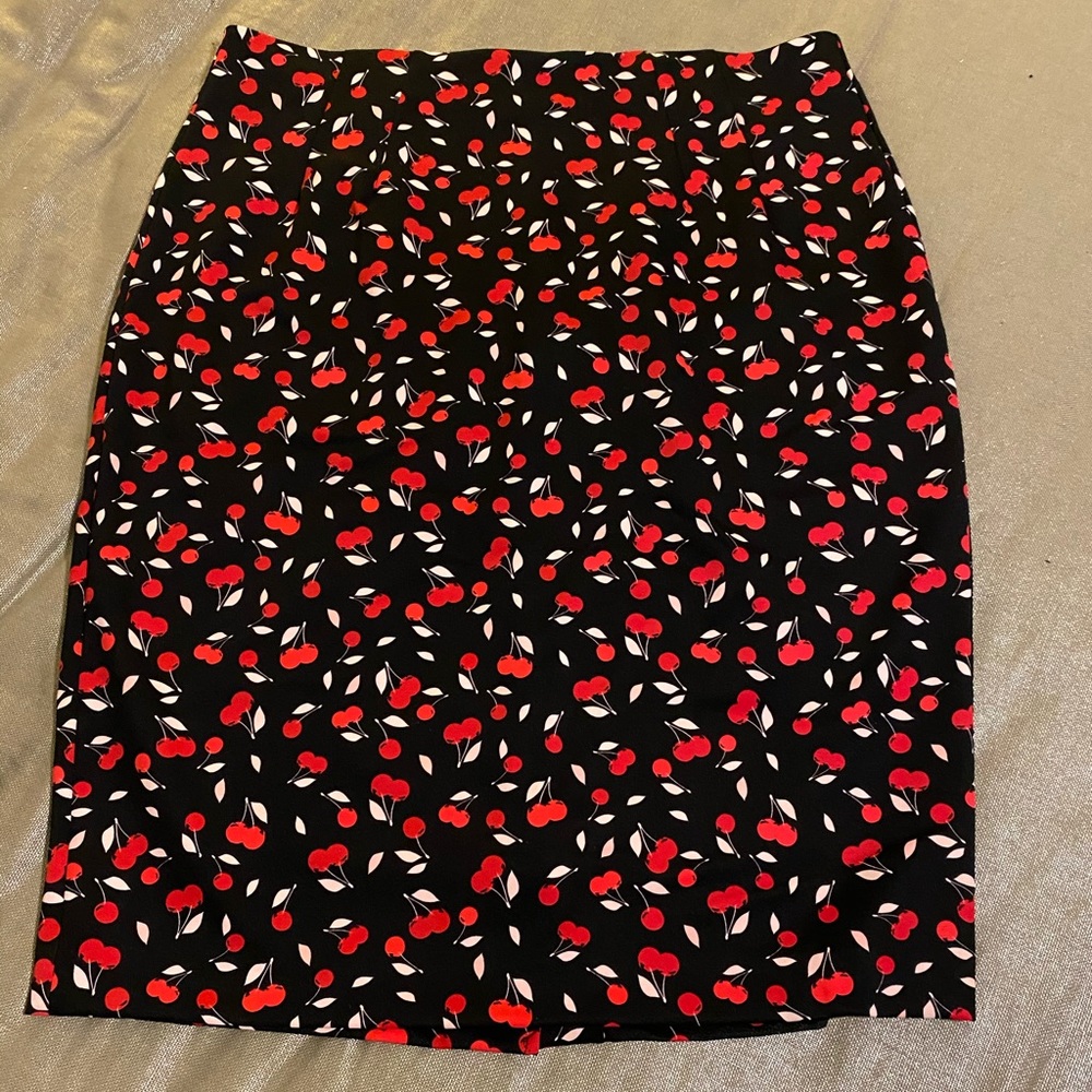LB Cherry Print Scuba Pencil Skirt
